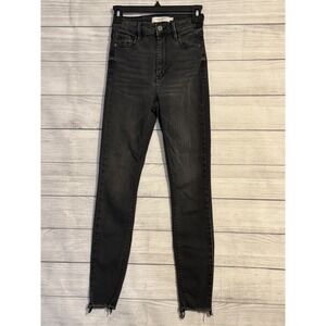 Hidden Los Angeles Women Black Skinny Jeans Raw Hem Size 25 Stretch Denim